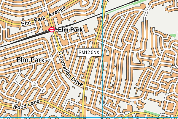 RM12 5NX map - OS VectorMap District (Ordnance Survey)