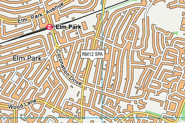 RM12 5PA map - OS VectorMap District (Ordnance Survey)
