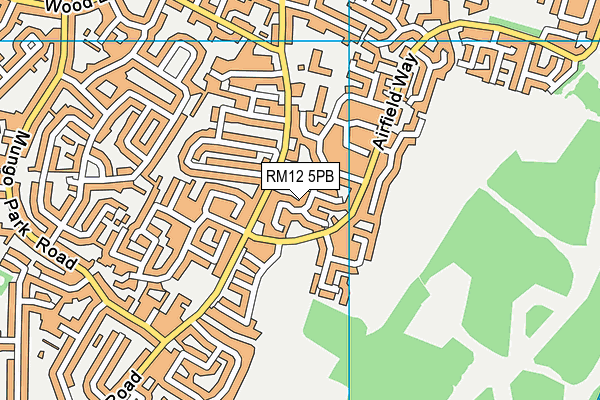 RM12 5PB map - OS VectorMap District (Ordnance Survey)