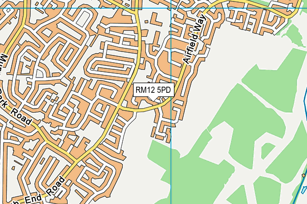 RM12 5PD map - OS VectorMap District (Ordnance Survey)