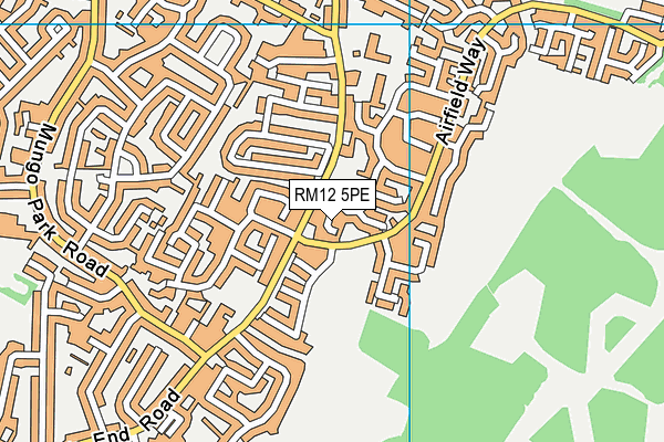 RM12 5PE map - OS VectorMap District (Ordnance Survey)