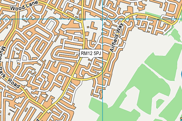 RM12 5PJ map - OS VectorMap District (Ordnance Survey)