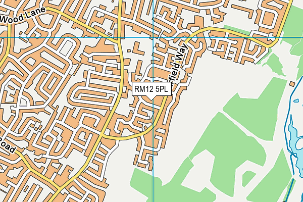 RM12 5PL map - OS VectorMap District (Ordnance Survey)