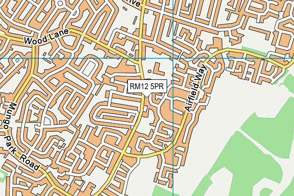 RM12 5PR map - OS VectorMap District (Ordnance Survey)