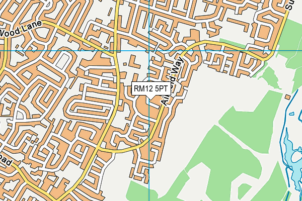 RM12 5PT map - OS VectorMap District (Ordnance Survey)