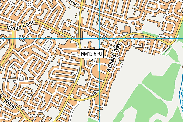 RM12 5PU map - OS VectorMap District (Ordnance Survey)