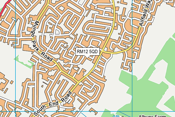 RM12 5QD map - OS VectorMap District (Ordnance Survey)