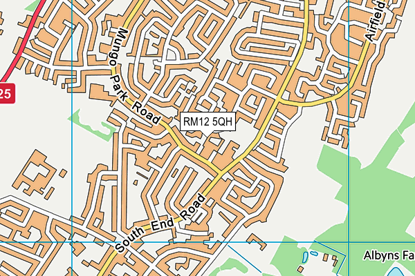 RM12 5QH map - OS VectorMap District (Ordnance Survey)