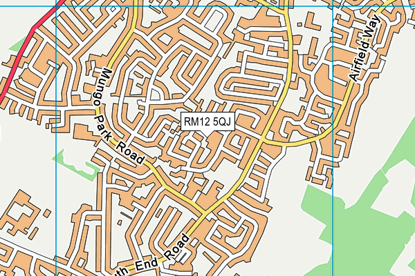 RM12 5QJ map - OS VectorMap District (Ordnance Survey)