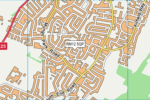 RM12 5QP map - OS VectorMap District (Ordnance Survey)