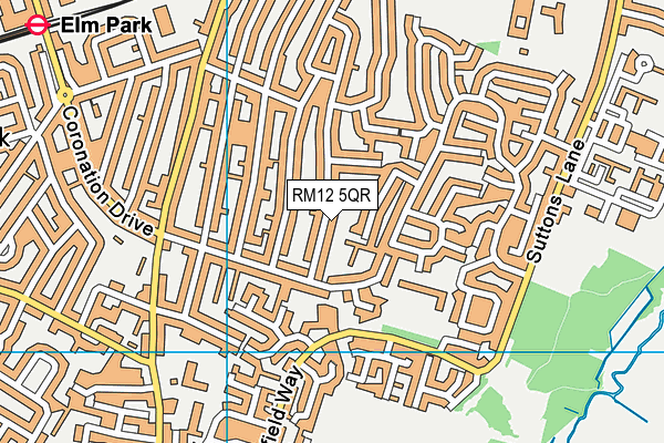 RM12 5QR map - OS VectorMap District (Ordnance Survey)