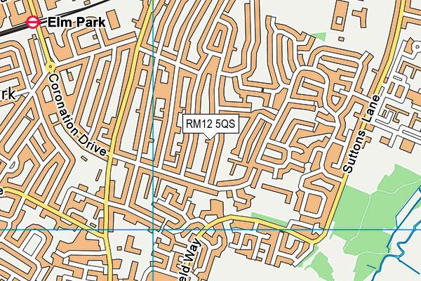 RM12 5QS map - OS VectorMap District (Ordnance Survey)