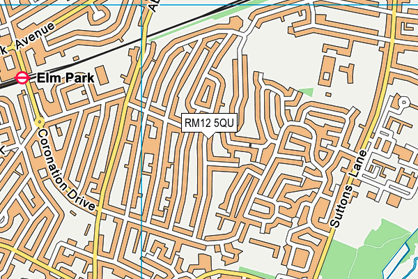 RM12 5QU map - OS VectorMap District (Ordnance Survey)