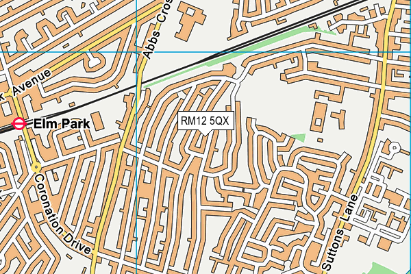 RM12 5QX map - OS VectorMap District (Ordnance Survey)