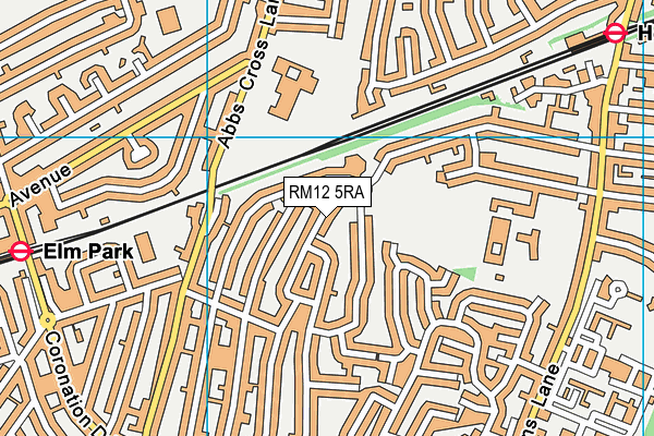 RM12 5RA map - OS VectorMap District (Ordnance Survey)