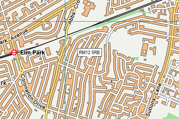 RM12 5RB map - OS VectorMap District (Ordnance Survey)