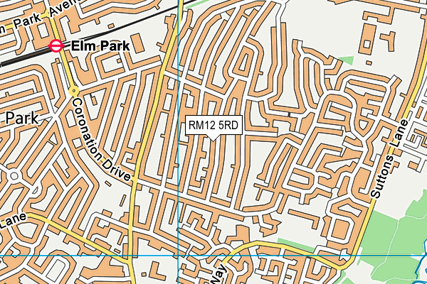 RM12 5RD map - OS VectorMap District (Ordnance Survey)
