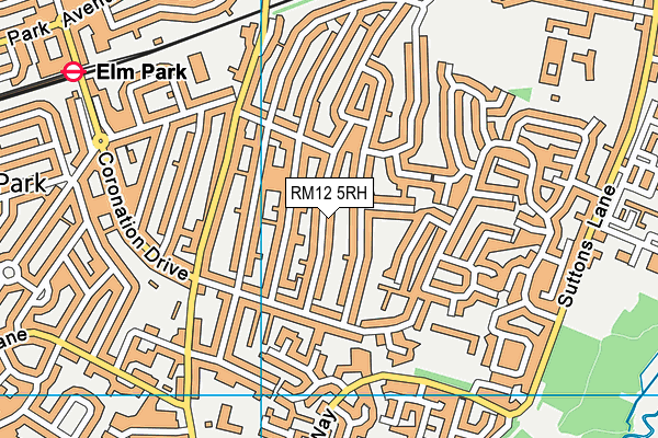 RM12 5RH map - OS VectorMap District (Ordnance Survey)