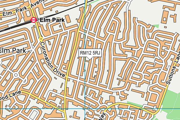 RM12 5RJ map - OS VectorMap District (Ordnance Survey)