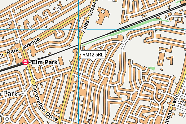 RM12 5RL map - OS VectorMap District (Ordnance Survey)