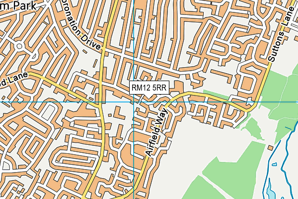 RM12 5RR map - OS VectorMap District (Ordnance Survey)