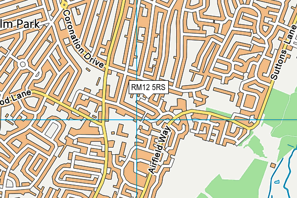 RM12 5RS map - OS VectorMap District (Ordnance Survey)