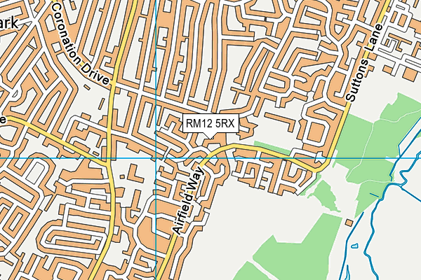 RM12 5RX map - OS VectorMap District (Ordnance Survey)