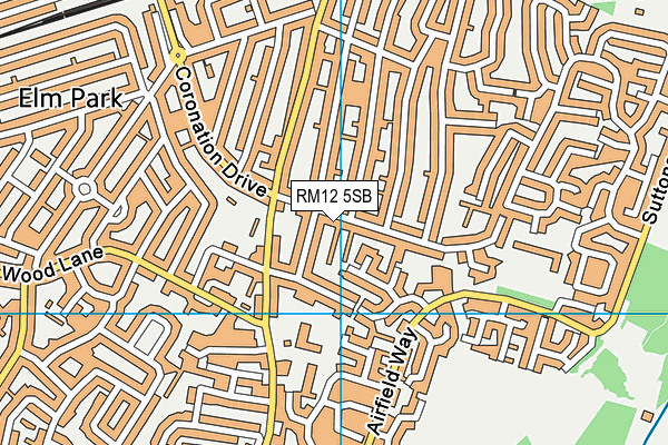 RM12 5SB map - OS VectorMap District (Ordnance Survey)