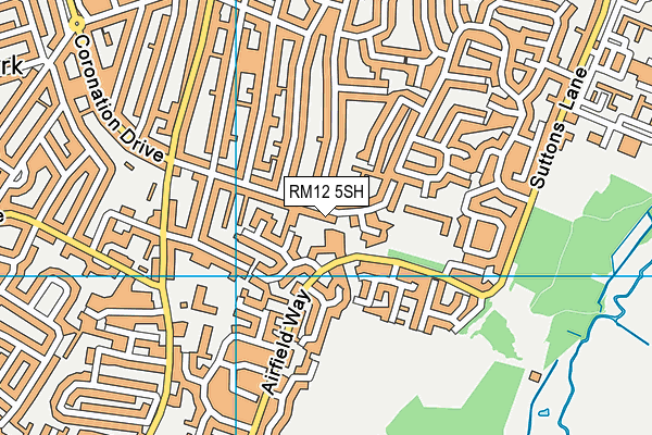 RM12 5SH map - OS VectorMap District (Ordnance Survey)