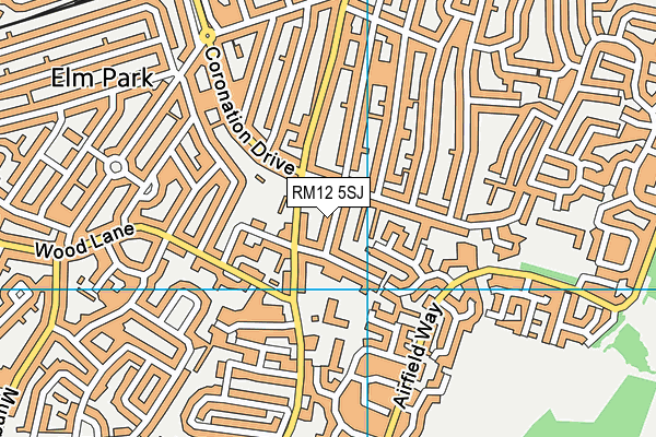 RM12 5SJ map - OS VectorMap District (Ordnance Survey)