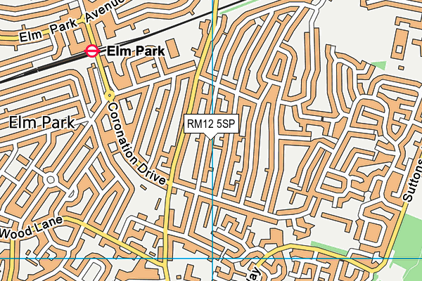 RM12 5SP map - OS VectorMap District (Ordnance Survey)