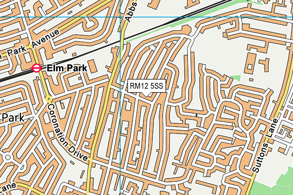 RM12 5SS map - OS VectorMap District (Ordnance Survey)