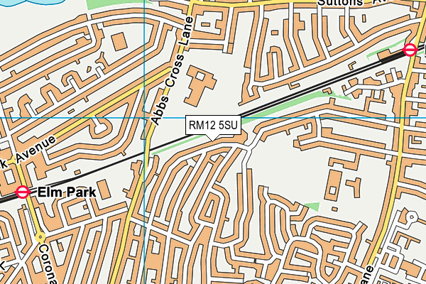 RM12 5SU map - OS VectorMap District (Ordnance Survey)