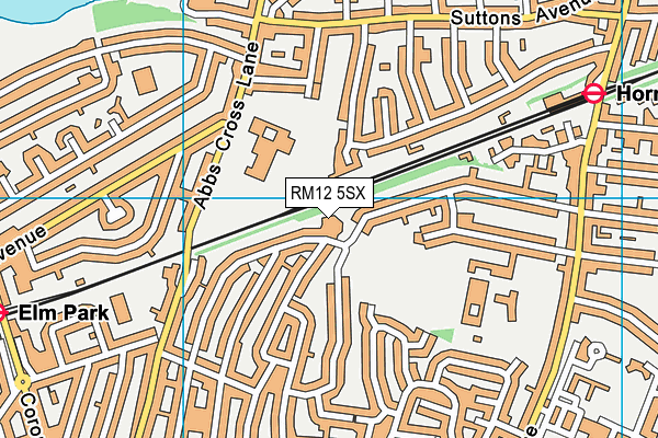 RM12 5SX map - OS VectorMap District (Ordnance Survey)