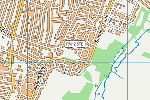 Scotts Primary School map (RM12 5TD) - OS VectorMap District (Ordnance Survey)