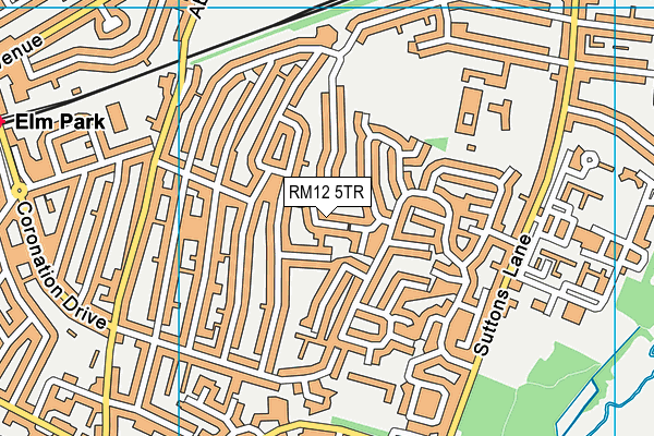 RM12 5TR map - OS VectorMap District (Ordnance Survey)