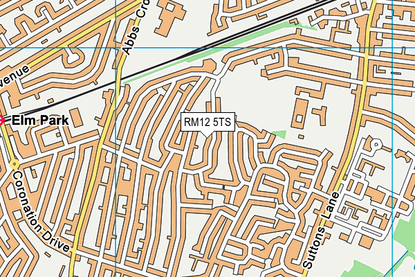 RM12 5TS map - OS VectorMap District (Ordnance Survey)