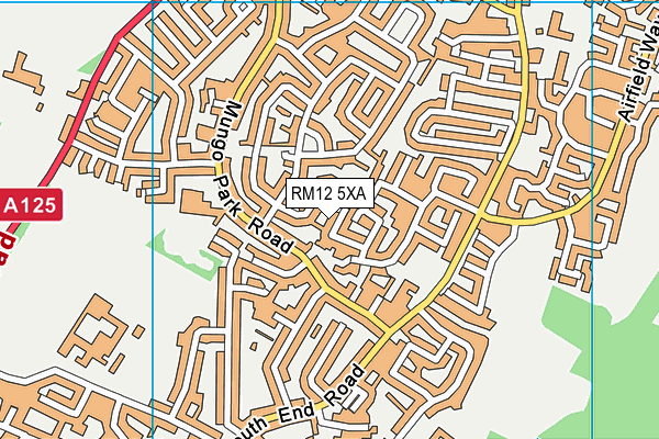 RM12 5XA map - OS VectorMap District (Ordnance Survey)