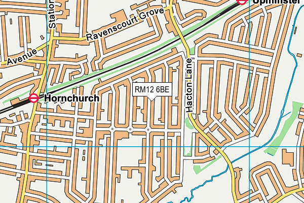 RM12 6BE map - OS VectorMap District (Ordnance Survey)