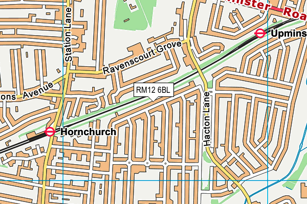 RM12 6BL map - OS VectorMap District (Ordnance Survey)
