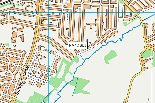 RM12 6DJ map - OS VectorMap District (Ordnance Survey)