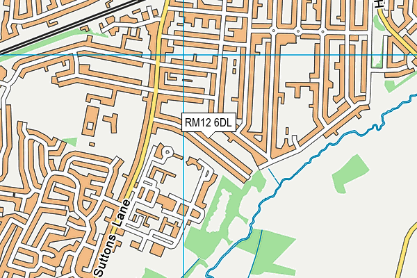 RM12 6DL map - OS VectorMap District (Ordnance Survey)