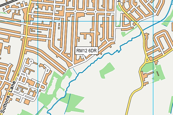 RM12 6DR map - OS VectorMap District (Ordnance Survey)
