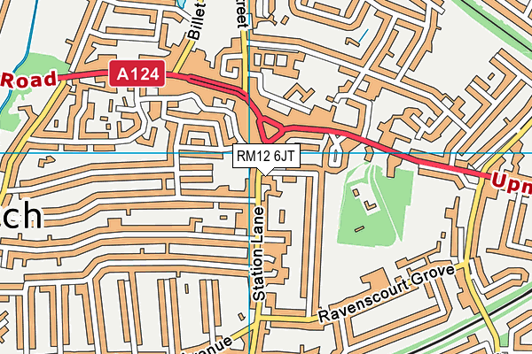 RM12 6JT map - OS VectorMap District (Ordnance Survey)