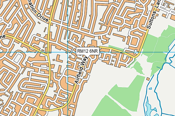 RM12 6NR map - OS VectorMap District (Ordnance Survey)