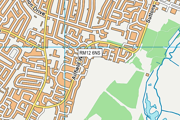 RM12 6NS map - OS VectorMap District (Ordnance Survey)