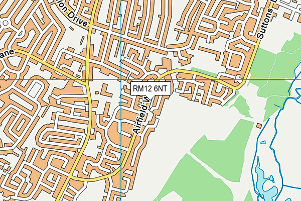 RM12 6NT map - OS VectorMap District (Ordnance Survey)