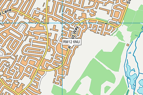 RM12 6NU map - OS VectorMap District (Ordnance Survey)
