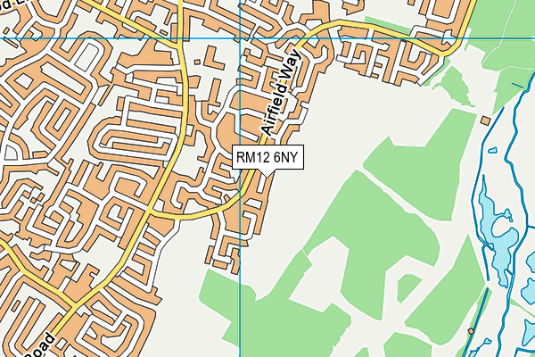 RM12 6NY map - OS VectorMap District (Ordnance Survey)