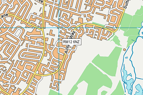 RM12 6NZ map - OS VectorMap District (Ordnance Survey)